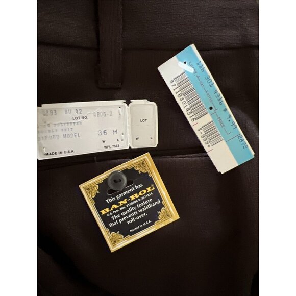 VTG Authentic Knit 100% Polyester Brown Dress Pants Mens 36 USA Made Ban-Rol - Picture 11 of 16